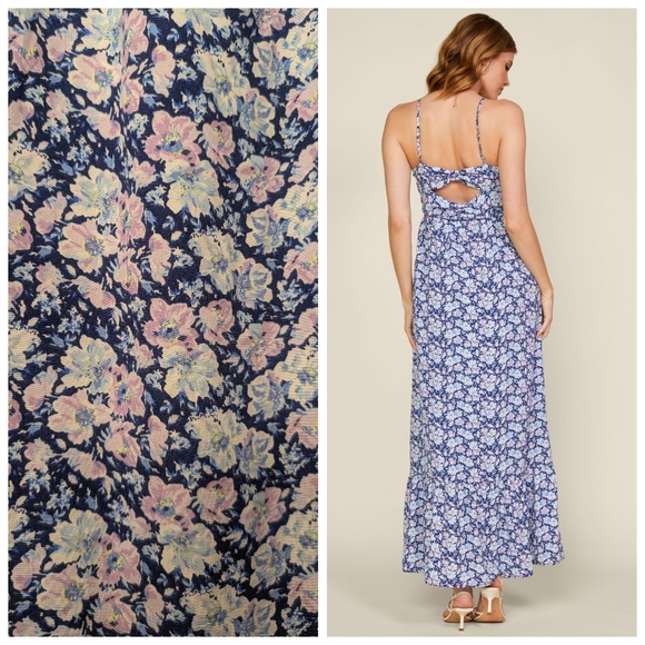 Skies Are Blue Cutout Back Maxi Floral Ruffled Dress Size Large NWT - Picture 3 of 14